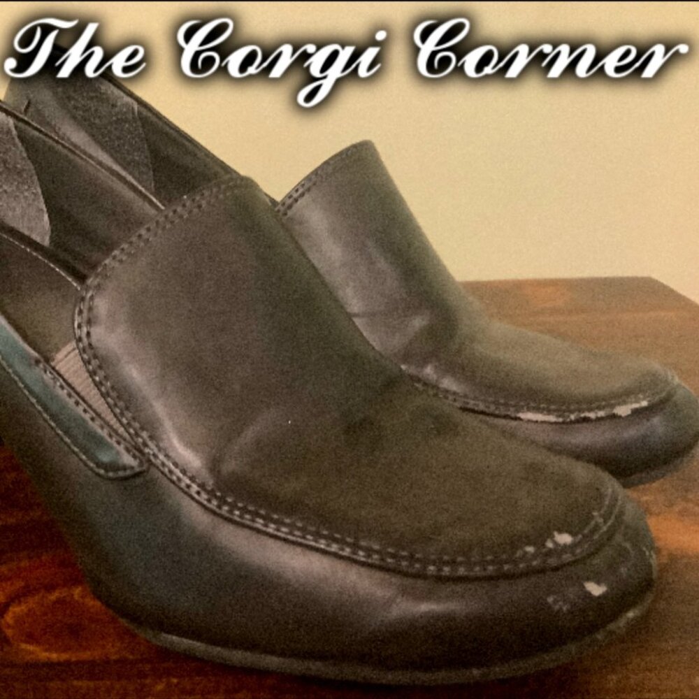 Bass Black Leather Block Heel Loafers Pumps